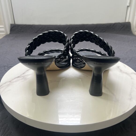 Michael Kors Amelia Mule Black Leather Sandal Heel SZ 9M Summer Resort Chic Cute - Picture 5 of 13